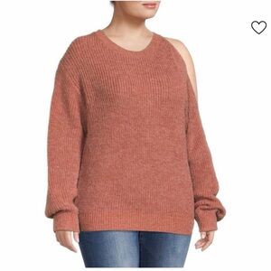 VIGOSS Shoulder Cutout Crewneck Sweater  Women’s Size 3X Color Rosewood  NEW